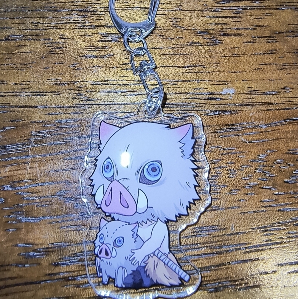 Women’s Jewelry Gyugyutto Acrylic Key Ring featuring Cute Inosuke Hashibira